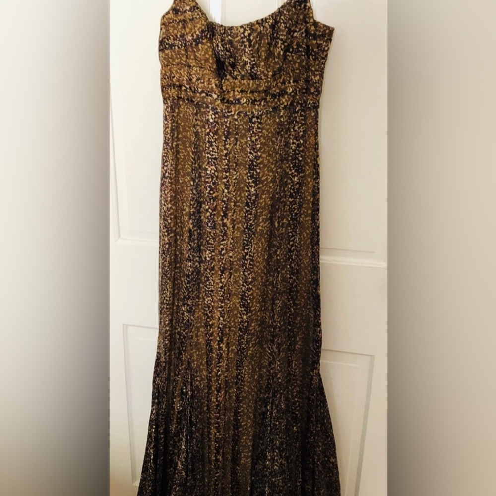 Shawn Ray Fons size 10 mermaid silk lined Elegant Brown leaf formal Vintage